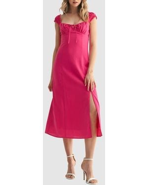 Lush Tied Bust Midi Dress - Pink
