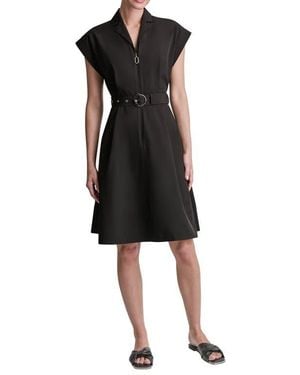 DKNY Belted A-Line Shirtdress - Black