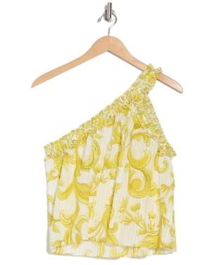 Ramy Brook Florence Print One-Shoulder Top - Yellow