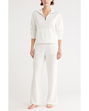 Tart Collections Paxe Scuba Knit Half Zip Pullover & Pants Lounge Set - White