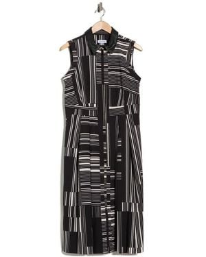 Calvin Klein Stripe Sleeveless Shirtdress - Black