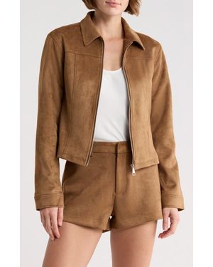 Vigoss Fitted Faux Suede Jacket - Brown