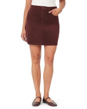 Kensie High Waist Corduroy A-Line Skirt - Red