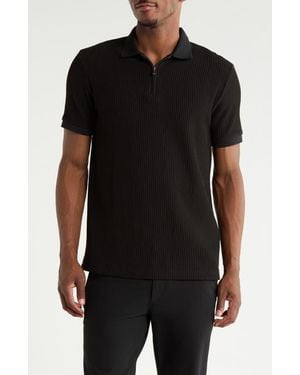 Cactus Man Textured Quarter Zip Polo - Black