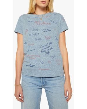 Mother The Boxy Goodie Goodie Appliqué Better Luck Graphic T-Shirt - Blue
