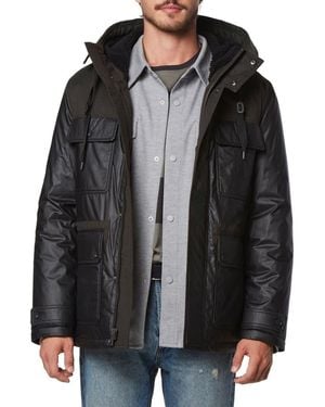 Andrew Marc Harrigan Mixed Media Puffer Jacket - Black