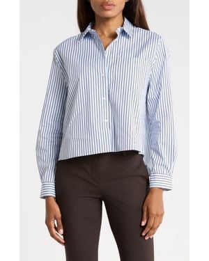 Nordstrom Striped Cotton Poplin Button-Up Shirt - White