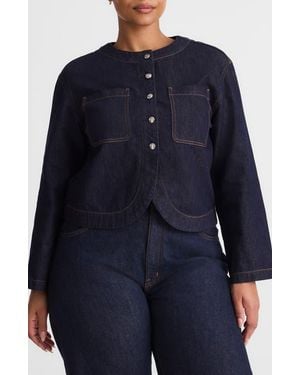 Madewell Collarless Denim Cutaway Jacket - Blue