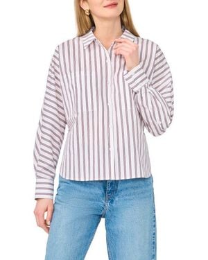 Parker Stripe Long Sleeve Button-Up Shirt - White