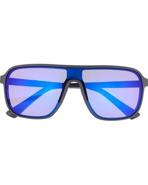 Hurley 133Mm Oversize Polarized Shield Sunglasses - Blue