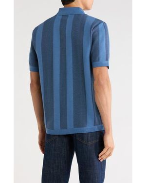 Buffalo David Bitton Wotison Short Sleeve Knit Button-Up Shirt - Blue