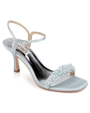 Badgley Mischka Caitlyn Metallic Satin Sandal - White