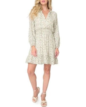 Gibsonlook Wanderlust Pom Pom Trim Long Sleeve Dress - Natural