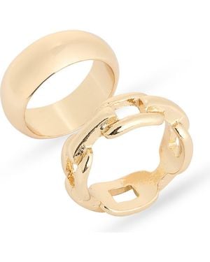Leith Set Of 2 Assorted Rings - Metallic