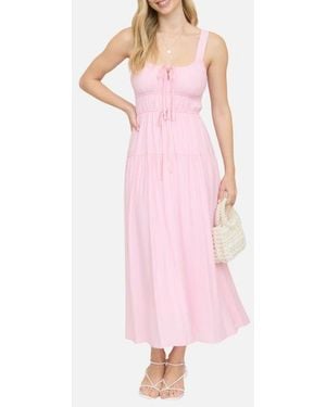 Blu Pepper Front Tie Fit & Flare Midi Dress - Pink