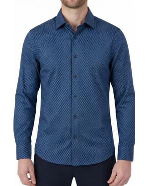 Report Collection Geo Print Long Sleeve Woven Spot Shirt - Blue