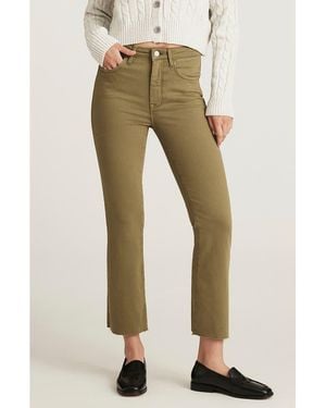 Mavi Anika Mid Rise Raw Hem Crop Flare Jeans - Natural