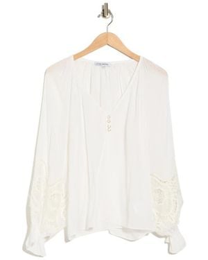 Ramy Brook Irina Lace Trim Long Sleeve Top - White