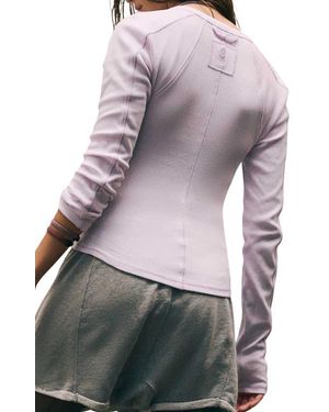 Free People Kick Off Rib Cotton Henley - Purple