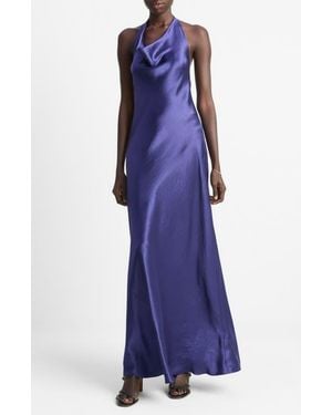 Vince Satin Cowl-Neck Maxi Dress - Purple