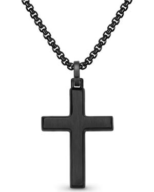 EDFORCE Cross Pendant Necklace - Black