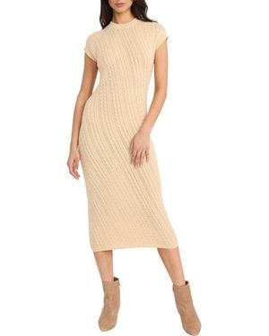 The Good Journey Cap Sleeve Midi Sweater Dress - Natural