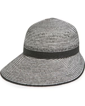 Calvin Klein Tri-Color Texture Raffia Straw Reader Hat - Gray
