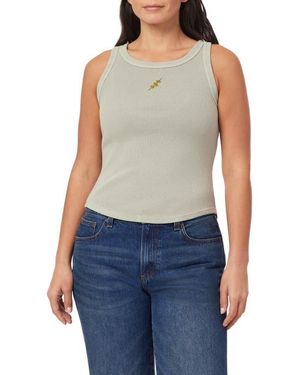 C&C California Embroidered Ribbed Tank - Blue