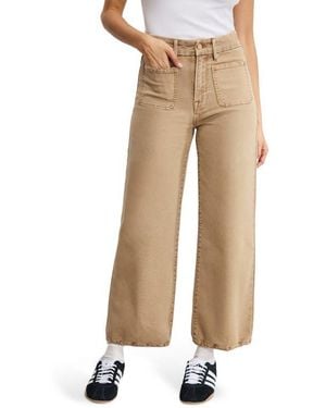 GOOD AMERICAN Patch Pocket Crop Palazzo Jeans - Natural