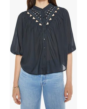 Mother The V-Yoke Cotton Blend Shirt - Black
