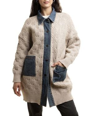 Saachi Mixed Media Longline Jacket - Gray