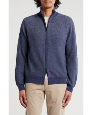 Amicale Rib Cashmere Zip Jacket - Blue