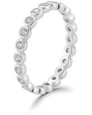 Glaze Jewelry Bezel Cubic Zirconia Stackable Eternity Band Ring - White