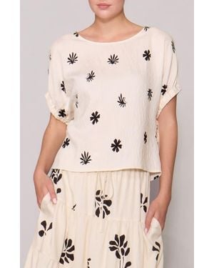 MELLODAY Drawcord Sleeve Top - Natural