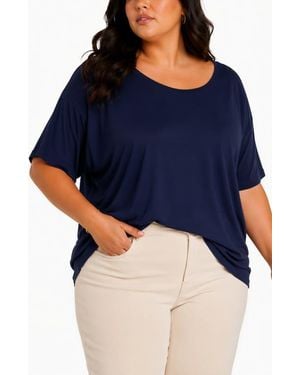 BLUEGREY Reversible Lace V Neck T-Shirt - Blue