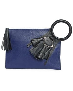 Longchamp Tassel Leather Clutch - Blue