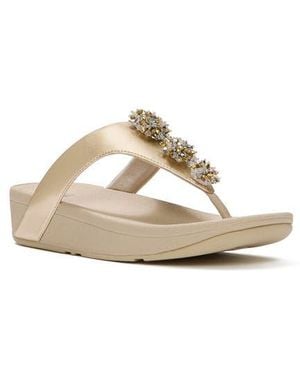 Fitflop Flowrise Embellished Wedge Flip Flop - Natural