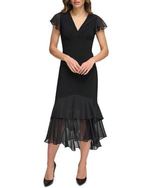 Tommy Hilfiger Mixed Media High-Low Dress - Black