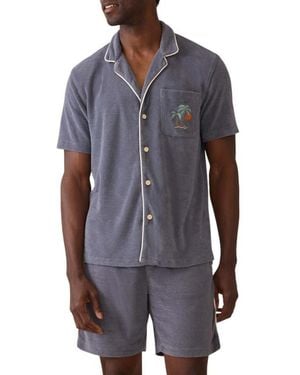 Faherty Cabana Towel Terry Camp Shirt - Blue