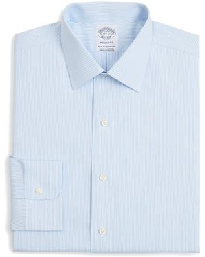 Brooks Brothers Striped Non-Iron Cotton Dress Shirt - Blue