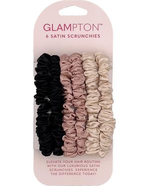 GLAMPTON Pack Of 6 Satin Scrunchies - Pink