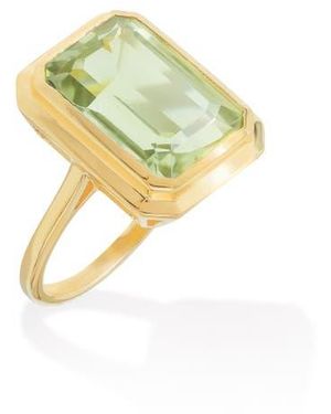YS GEMS Elongated Cushion Cut Amethyst Ring - Yellow