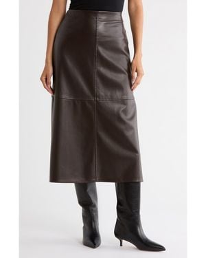 Max Studio Faux Leather A-Line Skirt - Brown