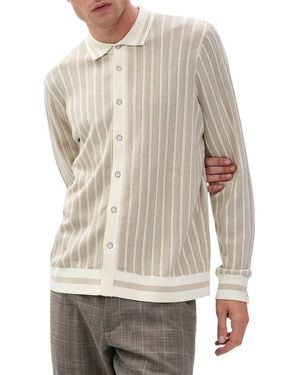 Rag & Bone Harvey Long Sleeve Knit Button-Up Shirt - Natural