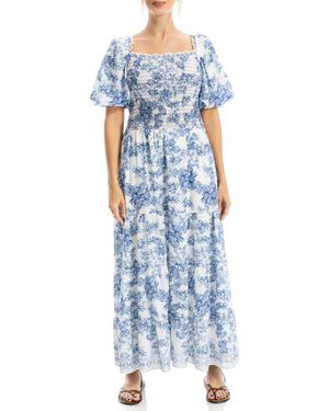 max studio floral print smocked maxi dress Smocked Tiered Maxi Dress (Women)