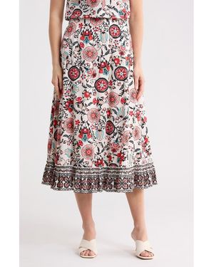 Tahari Floral Tiered Pull-On Skirt