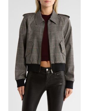 FRAME Modern Plaid Bomber Jacket - Gray