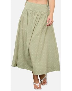 Blu Pepper Swiss Dot Cotton Midi Skirt - Green