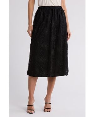 Forgotten Grace Embroidered Lace Skirt - Black