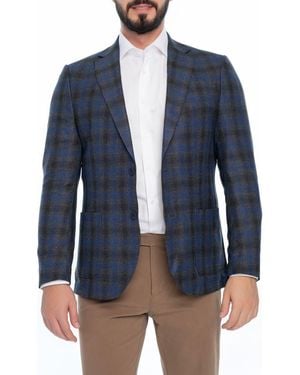 VELLAPAIS Plaid Sport Coat - Blue